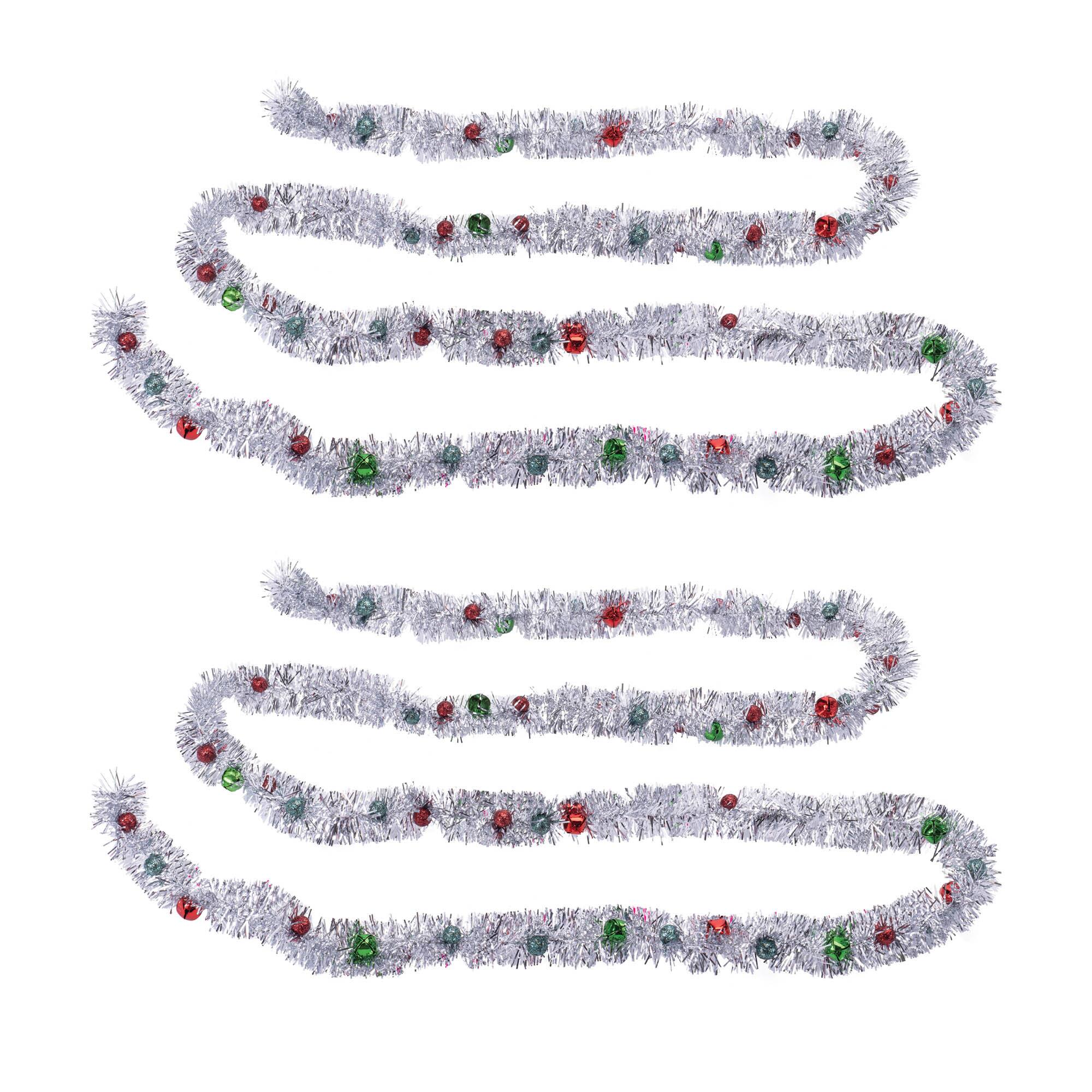 70" Tinsel Sleigh Bell Ornament Garlands, 6ct.